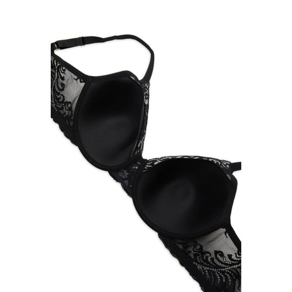 🆕NATORI Full Figure Deep Plunge Feathers UW T-Shirt Bra 40G Black #741299 - Picture 6 of 10